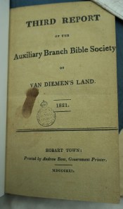 Third Report of the Auxiliary Branch Bible Society of Van Diemen's Land 1821