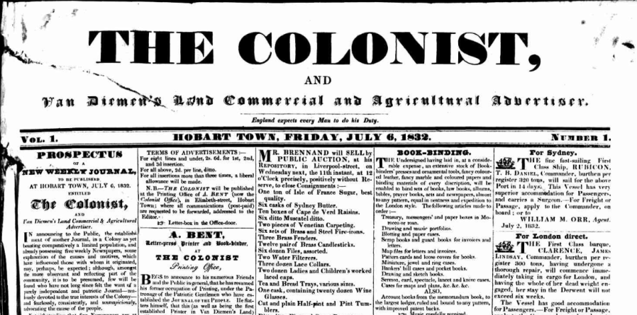 Colonist 6 July 1832