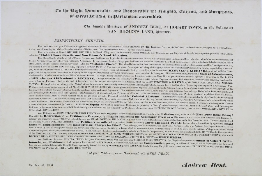 Petition to House of Commons 1836 (Wilson)