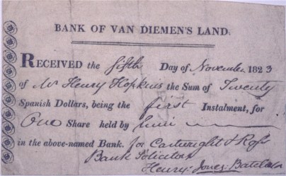 Receipt for purchase of share in VDL Bank 1823