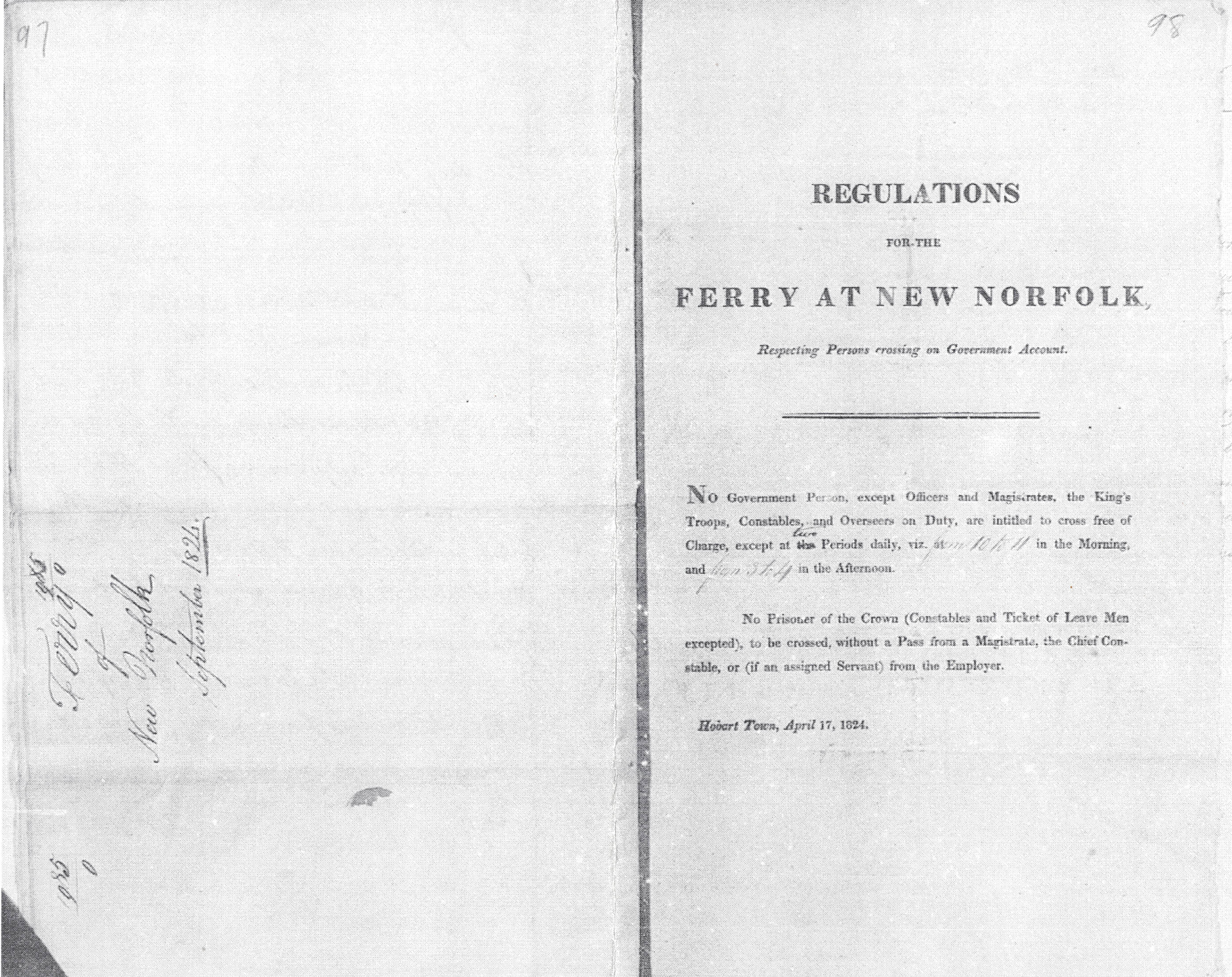 Regs Ferry New Norfolk