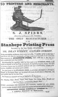 Spiers ad Robson 1833
