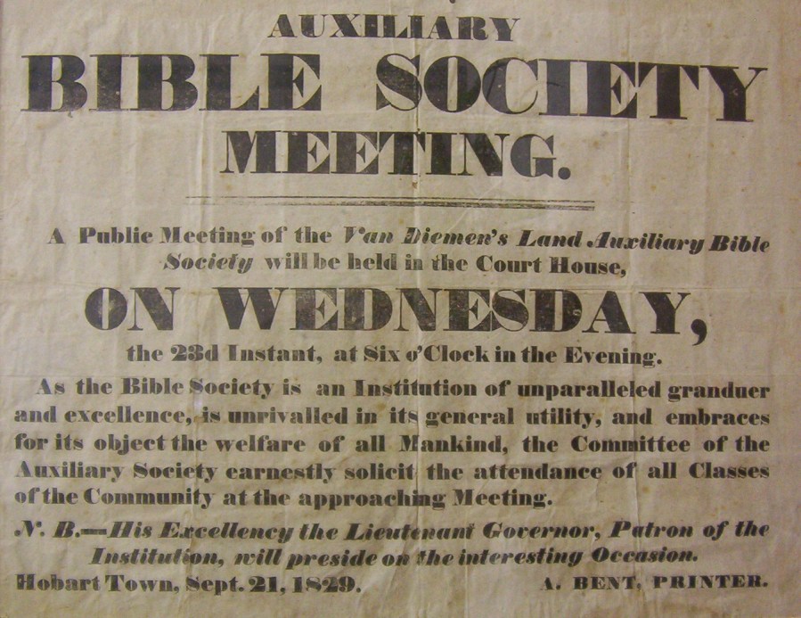 1829 Poster for Bible Society Meeting